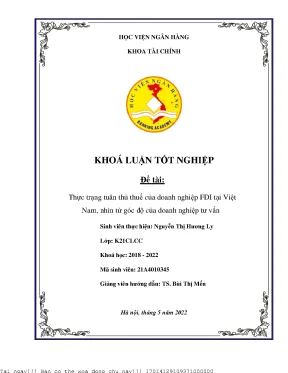 Thực trạng tuân thủ thuế của doanh nghiệp fdi tại việt nam nhìn từ góc độ của doanh nghiệp tư vấn