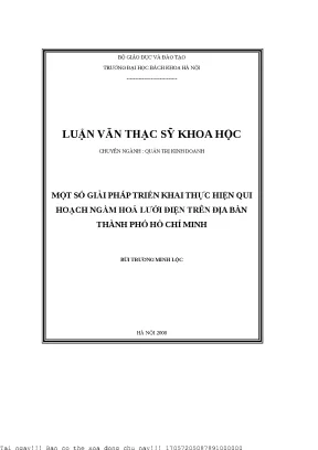 Một số giải pháp triển khai thự hiện qui hoạch ngầm hoá lưới điện trên địa bàn thành phố hồ chí minh