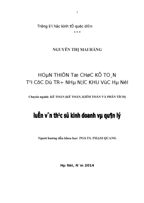 Hoàn thiện tổ chức kế toán tại cục dự trữ nhà nước khu vực hà nội