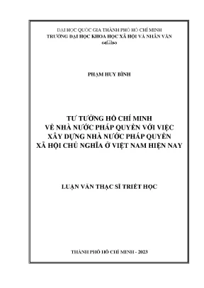 Tư tưởng hồ chí minh về nhà nước pháp quyền với việc xây dựng nhà nước pháp quyền xã hội chủ nghĩa ở việt nam hiện nay