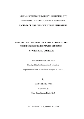 An investigation into the reading strategies used by non english major students at vien dong college