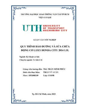 Quy trình bảo dưỡng và sửa chữa động cơ l15z1 honda city 2014 1 5l