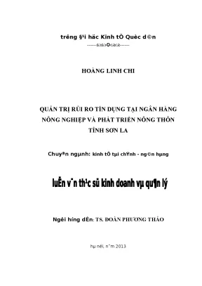 Quản trị rủi ro tín dụng tại ngân hàng nông nghiệp và phát triển nông thôn tỉnh sơn la