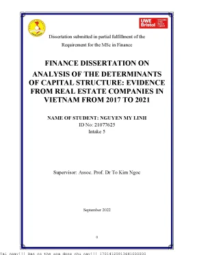 Analysis of the determinants of capital structure evidence from real estate companies in vietnam from 2017 to 2021