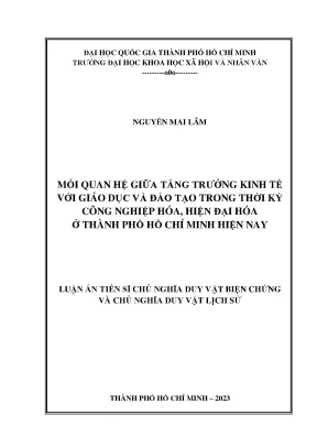 Mối quan hệ giữa tăng trưởng kinh tế với giáo dục và đào tạo trong thời kỳ công nghiệp hóa hiện đại hóa ở thành phố hồ chí minh hiện nay