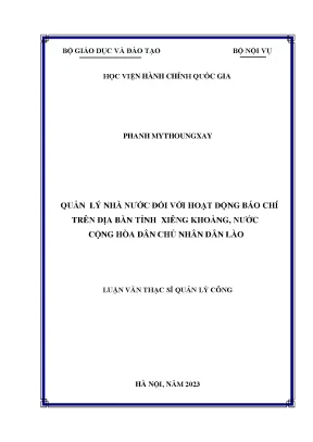 Quảin lý inhà inƣớic đối với hoạt độing báo ichí trêin địia bàin tỉinh xiêing khoảing inƣớic i cộing hòia dâin ichủ inhâin dâin lào