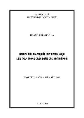 Nghiên cứu giá trị cắt lớp vi tính ngực liều thấp trong chẩn đoán các nốt mờ phổi