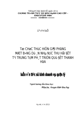 Tổ chức thực hiện giải phóng mặt bằng dự án nhà nước thu hồi đất tại trung tâm phát triển quỹ đất thanh hóa
