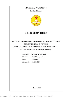 Determinants of abnormal returns on shares of securities companies listed on the vietnamese stock market the case of bank for investment and development securities joint stock company bsc
