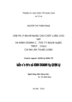 Giải pháp nhằm nâng cao chất lượng cho vay hộ kinh doanh cá thể tại ngân hàng tmcp á châu chi nhánh thăng long