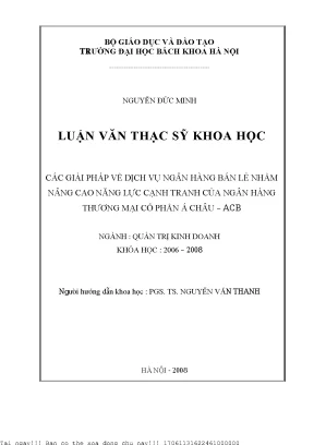 Cá giải pháp về dịh vụ ngân hàng bán lẻ nhằm nâng ao năng lự ạnh tranh ủa ngân hàng thương mại cổ phần á châu abc