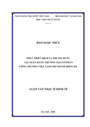 Phát triển dịch vụ phi tín dụng tại ngân hàng thương mại cổ phần công thương việt nam chi nhánh đống đa