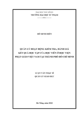 Quản lý hoạt động kiểm tra đánh giá kết quả học tập của học viên ở học viện phật giáo việt nam tại thành phố hồ chí minh