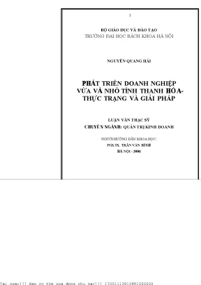 Phát triển doanh nghiệp vừa và nhỏ tỉnh thanh hoá thự trạng và giải pháp