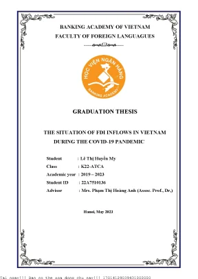 The situation of fdi inflows in vietnam during the covid 19 pandemici