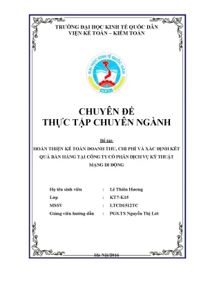 Hoàn thiện kế toán doanh thu chi phí và xác định kết quả bán hàng tại công ty cổ phần dịch vụ kỹ thuật mạng di động