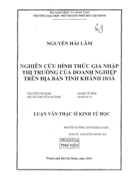 Nghiên cứu hình thức gia nhập thị trường của doanh nghiệp trên địa bàn tỉnh khánh hòa nghiên cứu hình thức gia nhập thị trường của doanh nghiệp trên địa bàn tỉnh khánh hòa
