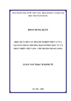Hiệu quả cho vay doanh nghiệp nhỏ và vừa tại ngân hàng thương mại cổ phần đầu tư và phát triển việt nam chi nhánh thăng long