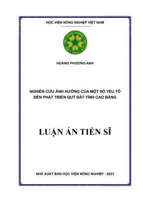 Nghiên cứu ảnh hưởng của một số yếu tố đến phát triển quỹ đất tỉnh cao bằng