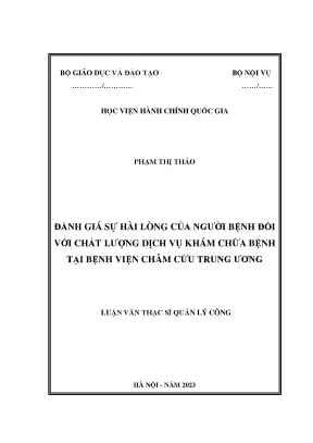 Đánh giá sự hài lòng của người bệnh đối với chất lượng dịch vụ khám chữa bệnh tại bệnh viện châm cứu trung ương