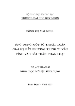 Ứng dụng một số thuật toán giải hệ bất phương trình tuyến tính vào bài toán phân loại