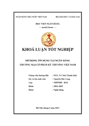 Mở rộng tín dụng tại ngân hàng thương mại cổ phần kỹ thương việt nam