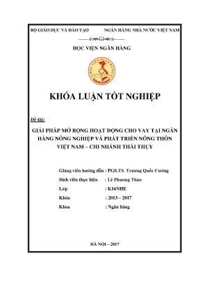 Giải pháp mở rộng hoạt động cho vay tại ngân hàng nông nghiệp và phát triển nông thôn việt nam chi nhánh thái thụy