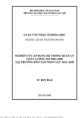 Nghiên ứu áp dụng hệ thống quản lý chất lượng iso 90012000 tại trường đào tạo nhân lựa dầu khí