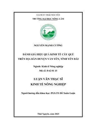 Đánh giá hiệu quả kinh tế cây quế trên địa bàn huyện văn yên tỉnh yên bái