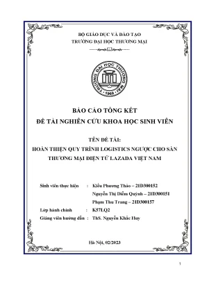 Đề tài hoàn thiện quy trình logistics ngược cho sàn thương mại điện tử lazada việt nam
