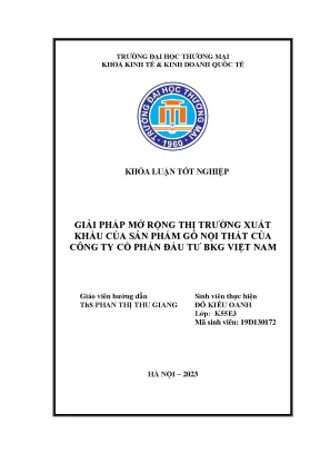 Giải pháp mở rộng thị trường xuất khẩu của sản phẩm gỗ nội thất của công ty cổ phần đầu tư bkg việt nam