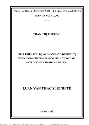 Phát triển ứng dụng ngân hàng di động tại ngân hàng thương mại cổ phần xăng dầu petrolimex chi nhánh hà nội