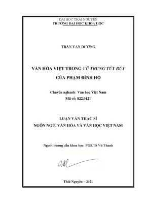 Văn hóa việt nam trong vũ trung tùy bút của phạm đình hổ