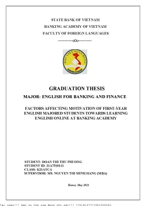 Major english for banking and finance factors affecting motivation of first year english majored students towards learning english online at banking academy