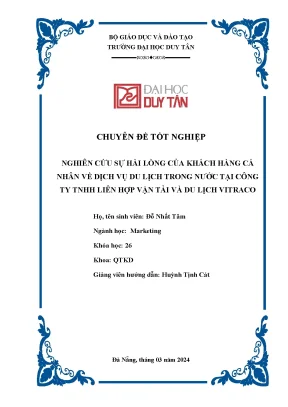 Nghiên cứu sự hài lòng của khách hàng cá nhân về dịch vụ du lịch trong nước tại công ty tnhh liên hợp vận tải và du lịch vitraco