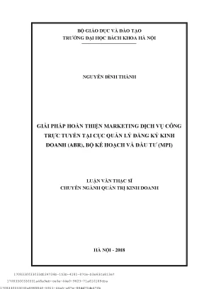 Giải pháp hoàn thiện marketing dịh vụ ông trự tuyến tại cụ quản lý đăng ký kinh doanh abr bộ kế hoạh và đầu tư mpi