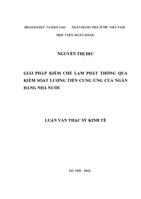 Giải pháp kiềm chế lạm phát thông qua kiểm soát lượng tiền cung ứng của ngân hàng nhà nước