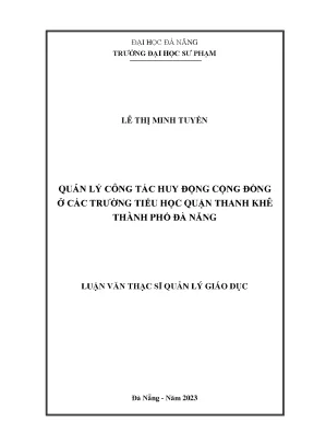 Quản lý công tác huy động cộng đồng ở các trường tiểu học quận thanh khê thành phố đà nẵng