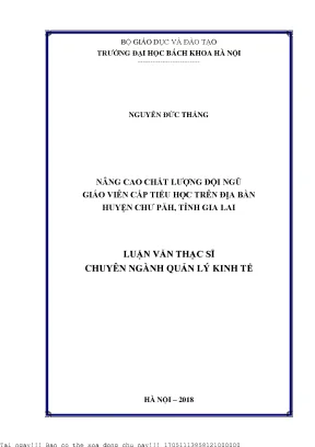 Nâng ao chất lượng đội ngũ giáo viên cấp tiểu học trên địa bàn huyện chư păh tỉnh gia lai
