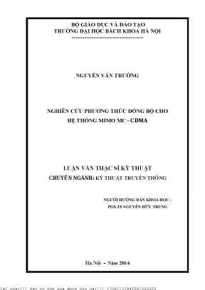 Nghiên ứu phương pháp đồng bộ ho hệ thống mimo mc cdma