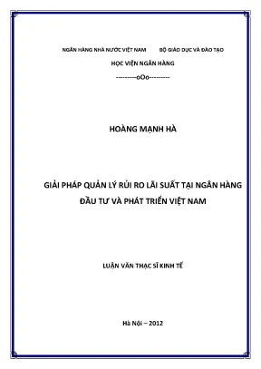 Giải pháp quản lí rủi ro lãi suất tại ngân hàng đầu tư và phát triển việt nam