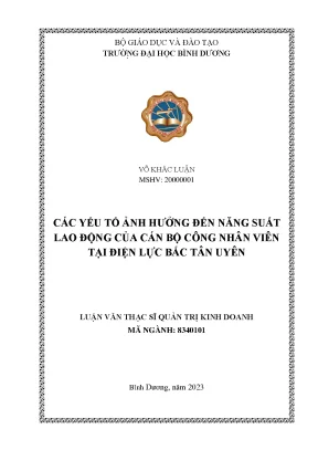 Các yếu tố ảnh hưởng đến năng suất lao động của cán bộ công nhân tại điện lực bắc tân uyên