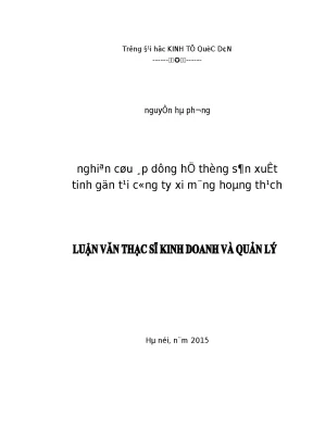 Nghiên cứu áp dụng hệ thống sản xuất tinh gọn tại công ty xi măng hoàng thạch