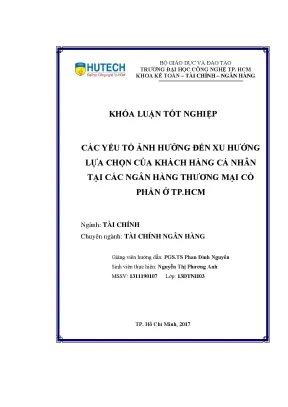 Luận văn thạc sĩ các yếu tố ảnh hưởng đến xu hướng lựa chọn của khách hàng cá nhân tại các ngân hàng thương mại cổ phần ở tp hcm
