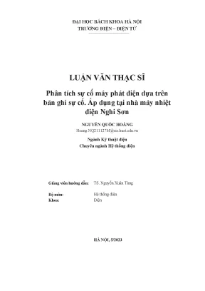 Phân tích sự cố máy phát điện dựa trên bản ghi sự cố áp dụng tại nhà máy nhiệt điện nghi sơn
