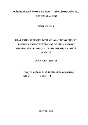 Phát triển hiệu quả dịch vụ ngân hàng điện tử tại ngân hàng thương mại cổ phần sài gòn thương tín trong quá trình hội nhập kinh tế quốc tế