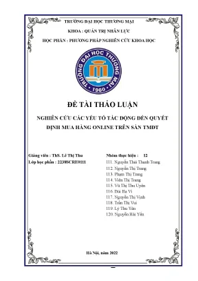 Phương pháp nghiên cứu khoa học đề tài thảo luận nghiên cứu các yếu tố tác động đến quyết định mua hàng online trên sàn tmđt