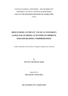 High school students use of autonomous language learning activities to improve english reading comprehension