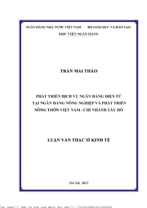 Phát triển dịch vụ ngân hàng điện tử tại ngân hàng nông nghiệp và phát triển nông thôn việt nam chi nhánh tây hồ