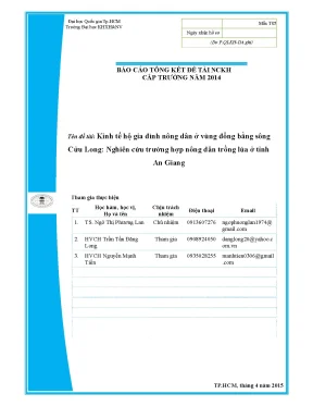 Kinh tế hộ gia đình nông dân ở vùng đồng bằng sông cửu long nghiên cứu trường hợp nông dân trồng lúa ở tỉnh an giang
